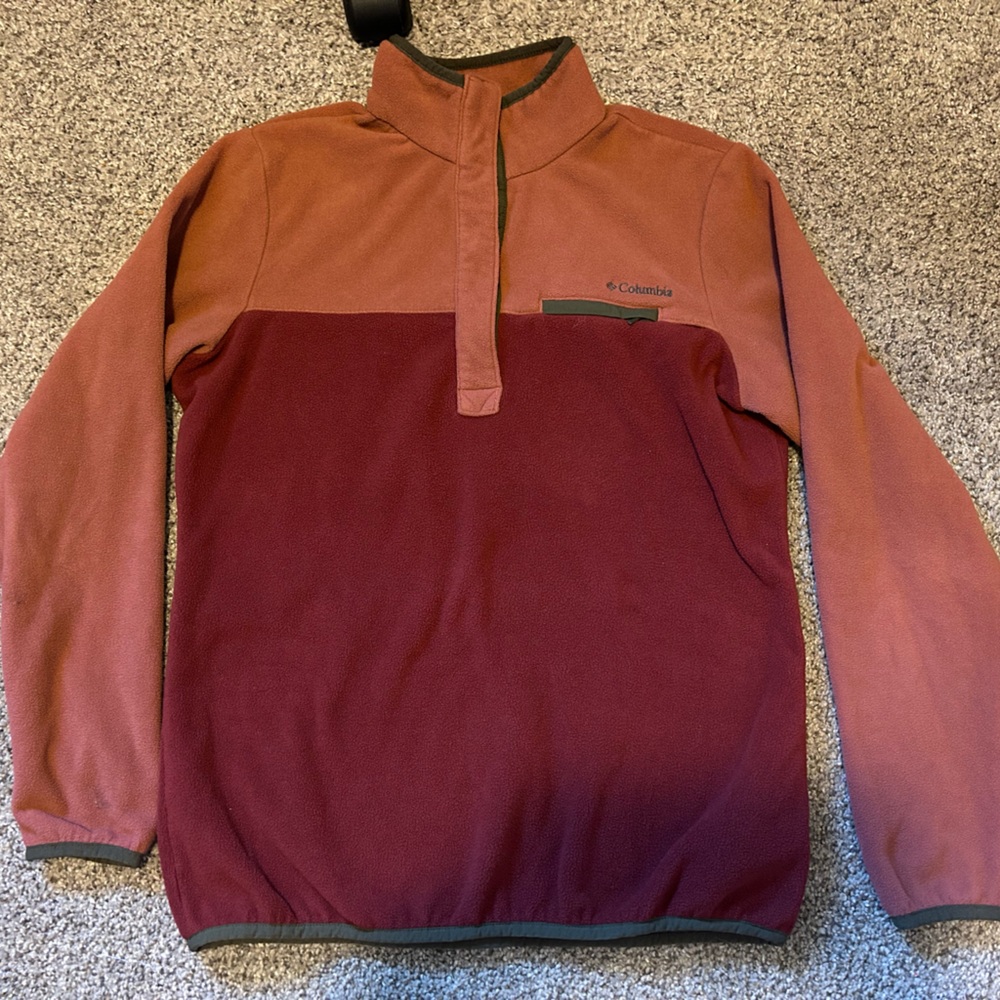 Columbia Sportswear Fleece Two Tone 1/4 Button Pullover Size M W/ Chest Pocket